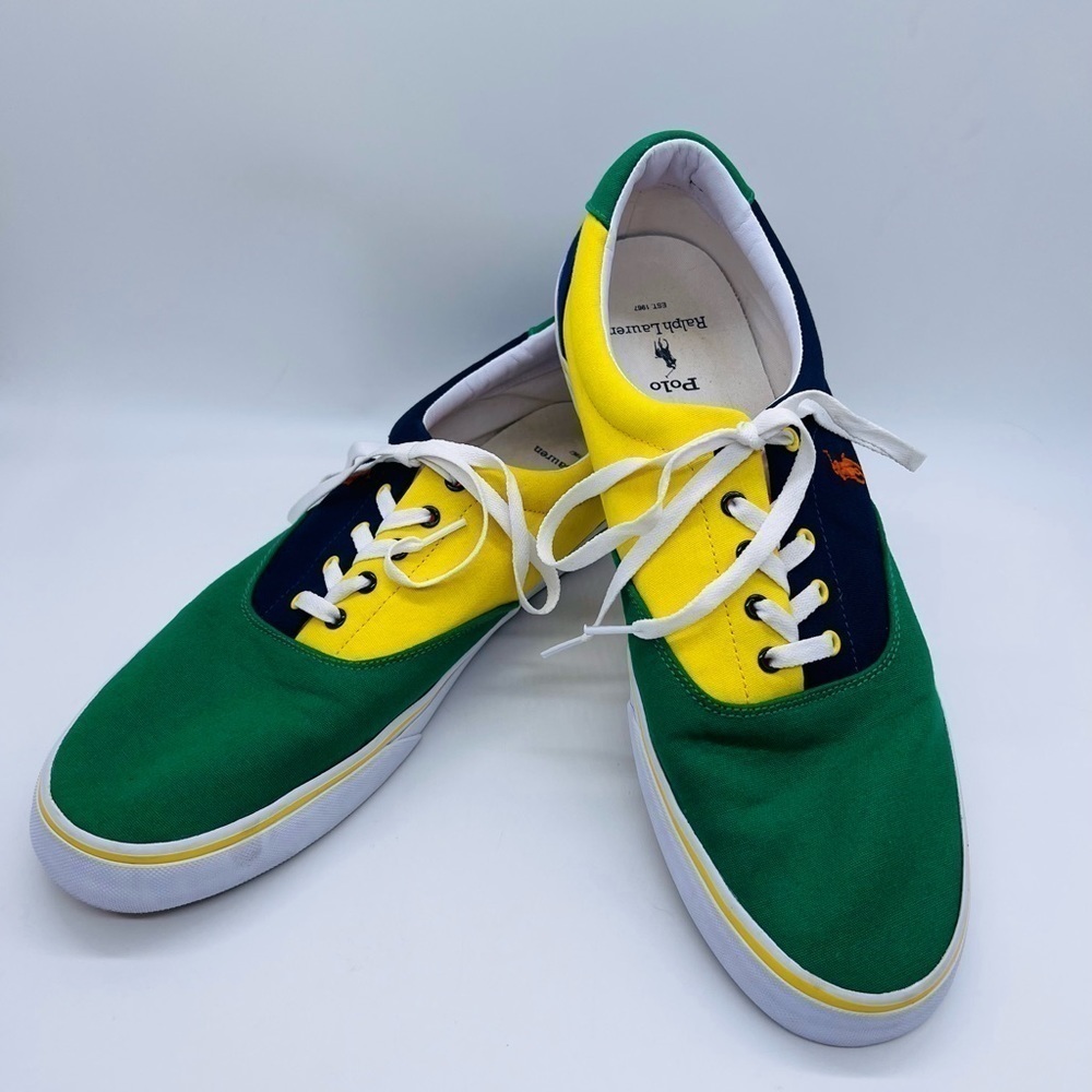 POLO RALPH LAUREN MENS THORTON COLOR BLOCK SNEAKERS SIZE 15D - Picture 2 of 9